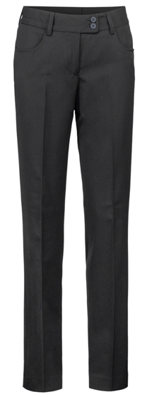 Uniformsbukse dame, bred linning, lavt liv, mørk marine
