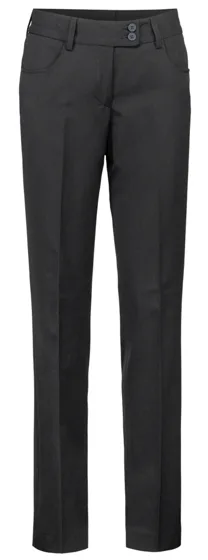 Uniformsbukse dame, bred linning, lavt liv, mørk marine