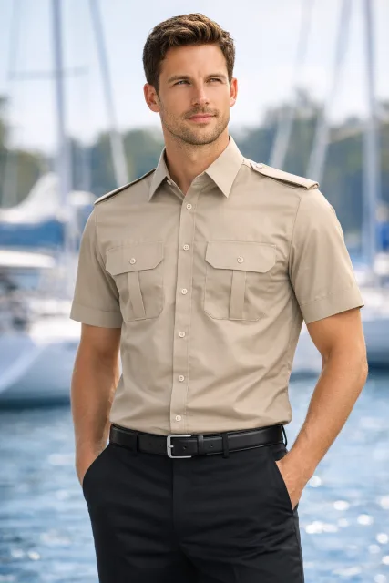 Skjorte Captain, kort erm, kaki
